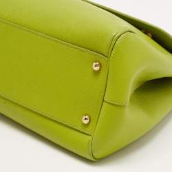 Pre Owned Dolce & Gabbana Apple Green Leather Large Miss Sicily Top Handle Bag
