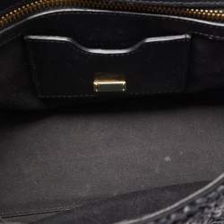 Pre Owned Dolce & Gabbana Black Crochet Raffia and Snakeskin Leather Medium Miss Sicily Top Handle Bag