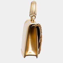 Pre Owned Dolce & Gabbana Gold Small Devotion Satchel