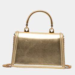 Pre Owned Dolce & Gabbana Gold Small Devotion Satchel
