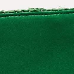 Pre Owned Dolce & Gabbana Green Straw Crystal Embellished Miss Bonita Shoulder Bag
