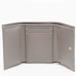 Dolce & Gabbana Beige Leather DG Crystals Trifold Wallet