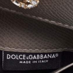 Dolce & Gabbana Beige Leather DG Crystals Trifold Wallet