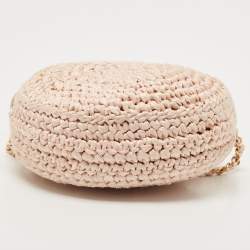 Pre Owned Dolce & Gabbana Pink Straw Glam Round Crossbody Bag