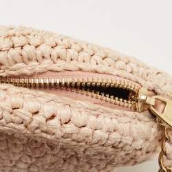 Pre Owned Dolce & Gabbana Pink Straw Glam Round Crossbody Bag