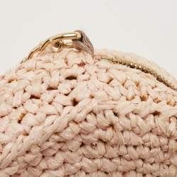 Pre Owned Dolce & Gabbana Pink Straw Glam Round Crossbody Bag