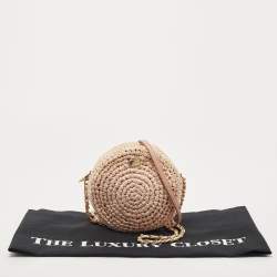 Pre Owned Dolce & Gabbana Pink Straw Glam Round Crossbody Bag