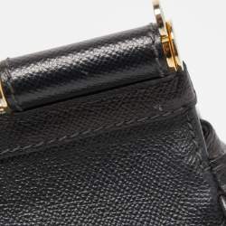 Pre Owned Dolce & Gabbana Black Leather Medium Miss Sicily Top Handle Bag