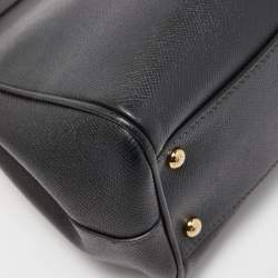 Pre Owned Dolce & Gabbana Black Leather Medium Miss Sicily Top Handle Bag