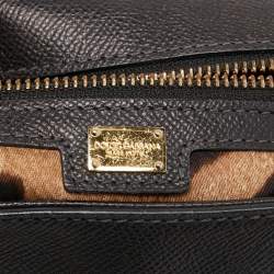 Pre Owned Dolce & Gabbana Black Leather Medium Miss Sicily Top Handle Bag