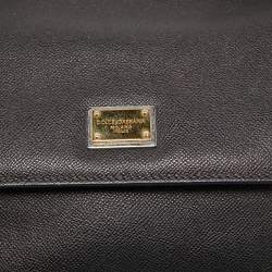 Pre Owned Dolce & Gabbana Black Leather Medium Miss Sicily Top Handle Bag