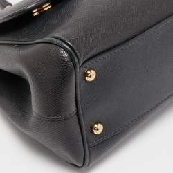 Pre Owned Dolce & Gabbana Black Leather Medium Miss Sicily Top Handle Bag