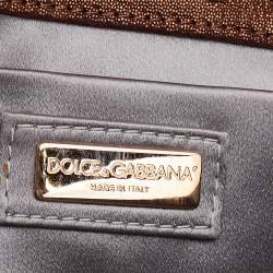 Pre Owned Dolce & Gabbana Metallic Brown Glitter Suede Chain Pochette