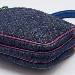 D&G Multicolor Denim and Leather Lilly Glam Shoulder Bag 