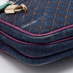 D&G Multicolor Denim and Leather Lilly Glam Shoulder Bag 