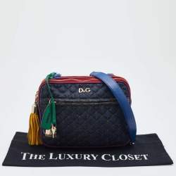 D&G Multicolor Denim and Leather Lilly Glam Shoulder Bag 