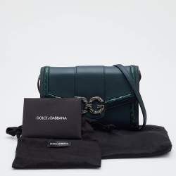 Pre Owned Dolce & Gabbana Green Leather and Python DG Amore Crossbody Bag