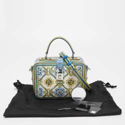 Pre Owned Dolce & Gabbana Multicolor Majolica Print Leather Rosaria Box Top Handle Bag