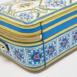 Pre Owned Dolce & Gabbana Multicolor Majolica Print Leather Rosaria Box Top Handle Bag