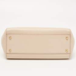 Pre Owned Dolce & Gabbana Beige Leather Medium Miss Sicily Top Handle Bag