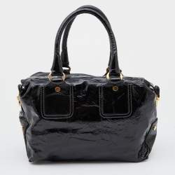 Pre Owned D&G Black Patent Leather Frame Front Pocket Bag