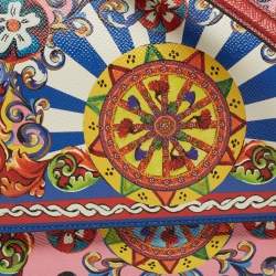 Pre Owned Dolce & Gabbana Multicolor Teatro Dei Pupi Print Leather Medium Miss Sicily Top Handle Bag