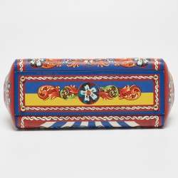 Pre Owned Dolce & Gabbana Multicolor Teatro Dei Pupi Print Leather Medium Miss Sicily Top Handle Bag