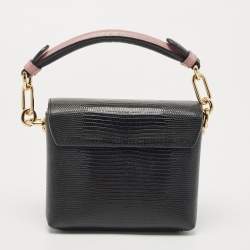 Pre Owned Dolce & Gabbana Black Lizard Embossed Leather DG Millennials Top Handle Bag
