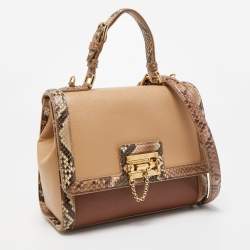 Pre Owned Dolce & Gabbana Multicolor Leather and Python Medium Miss Monica Top Handle Bag