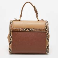 Pre Owned Dolce & Gabbana Multicolor Leather and Python Medium Miss Monica Top Handle Bag