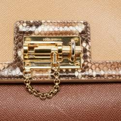 Pre Owned Dolce & Gabbana Multicolor Leather and Python Medium Miss Monica Top Handle Bag