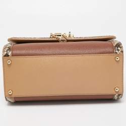 Pre Owned Dolce & Gabbana Multicolor Leather and Python Medium Miss Monica Top Handle Bag