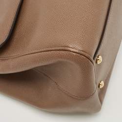 Pre Owned Dolce & Gabbana Beige Leather Large Miss Sicily Top Handle Bag