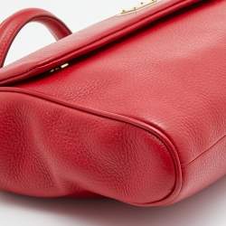 Pre Owned Dolce & Gabbana Red Leather Miss Sicily Top Handle Bag