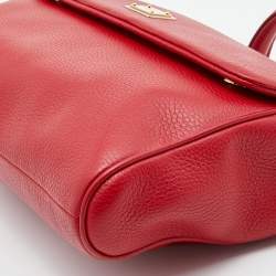 Pre Owned Dolce & Gabbana Red Leather Miss Sicily Top Handle Bag