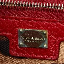 Pre Owned Dolce & Gabbana Red Leather Miss Sicily Top Handle Bag