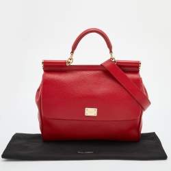 Pre Owned Dolce & Gabbana Red Leather Miss Sicily Top Handle Bag