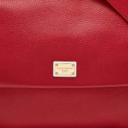 Pre Owned Dolce & Gabbana Red Leather Miss Sicily Top Handle Bag