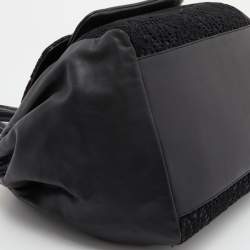 Pre Owned Dolce & Gabbana Black Lace and Leather Miss Sicily Top Handle Bag