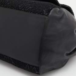 Pre Owned Dolce & Gabbana Black Lace and Leather Miss Sicily Top Handle Bag