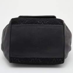Pre Owned Dolce & Gabbana Black Lace and Leather Miss Sicily Top Handle Bag