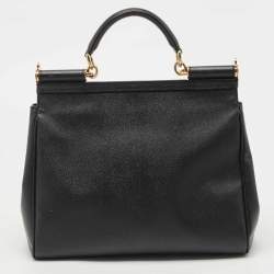 Pre Owned Dolce & Gabbana Black Leather Large Miss Sicily Top Handle Bag