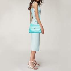 Pre Owned Dolce & Gabbana Turquoise Green Leather Medium Miss Sicily Top Handle Bag