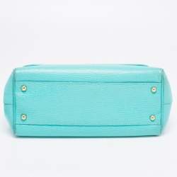Pre Owned Dolce & Gabbana Turquoise Green Leather Medium Miss Sicily Top Handle Bag
