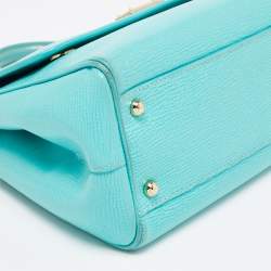 Pre Owned Dolce & Gabbana Turquoise Green Leather Medium Miss Sicily Top Handle Bag
