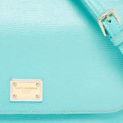 Pre Owned Dolce & Gabbana Turquoise Green Leather Medium Miss Sicily Top Handle Bag