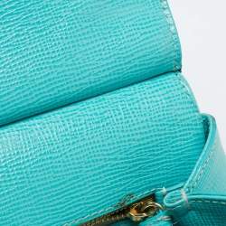 Pre Owned Dolce & Gabbana Turquoise Green Leather Medium Miss Sicily Top Handle Bag