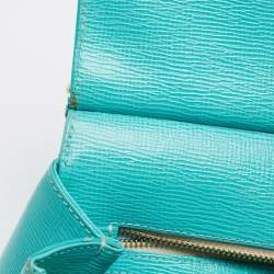 Pre Owned Dolce & Gabbana Turquoise Green Leather Medium Miss Sicily Top Handle Bag