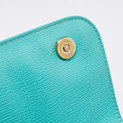 Pre Owned Dolce & Gabbana Turquoise Green Leather Medium Miss Sicily Top Handle Bag