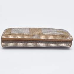 Pre Owned Dolce & Gabbana Gold/Silver Crystal Embellished and Watersnake Leather DG Chain Clutch